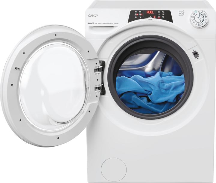 Actual product image Candy Rapidα RO 1484DWMT/1-S front loading washing machine 8 kg 1400 rpm A White (8 kg, Left)