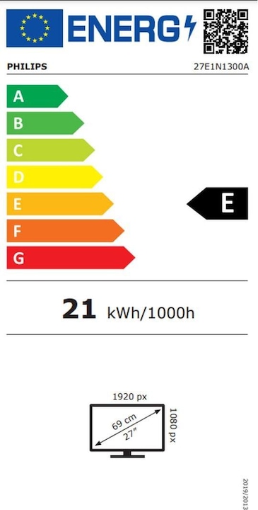 Energy Label Philips 27E1N1300A/00 (1920 x 1080 pixels, 27")
