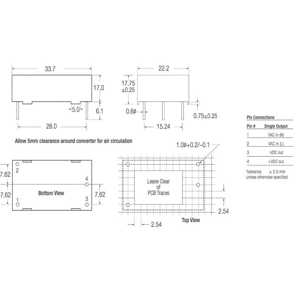 Thumbnail - Recom, Spannungswandler, AC/DC-Printnetzteil RAC01-05SC 5 V/DC 0.2 A 1 W