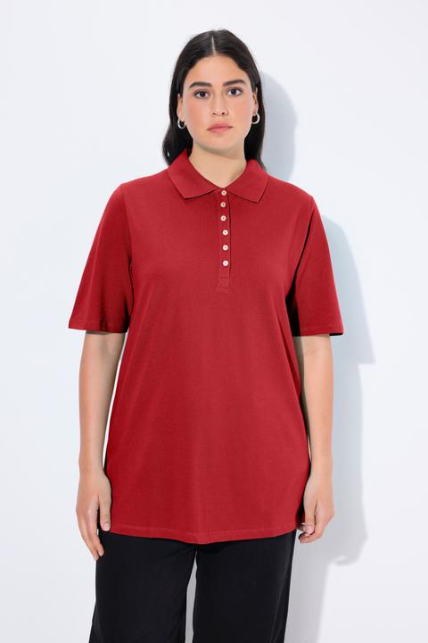 Produktbild Ulla Popken Poloshirt, Piqué, Polokragen, Samt-Knopfleiste, Halbarm (54)
