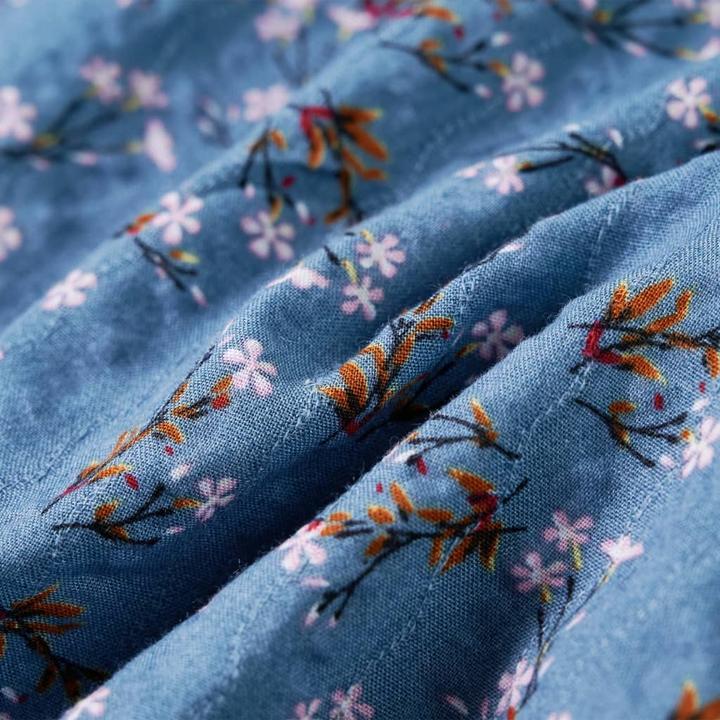 Produktbild vidaXL Kinderkleid mit Langen Ärmeln Petrolblau 92,Material: 50 (92)