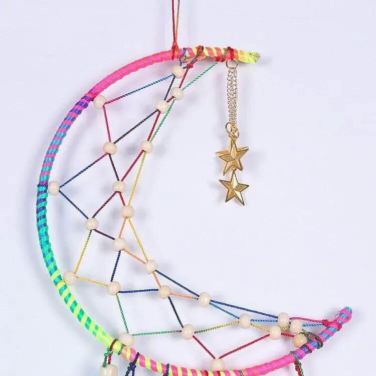 Thumbnail - Cover-Discount, Deko Objekt, Traumfänger Dream Catcher Regenbogen Mond (40 x 16 cm)