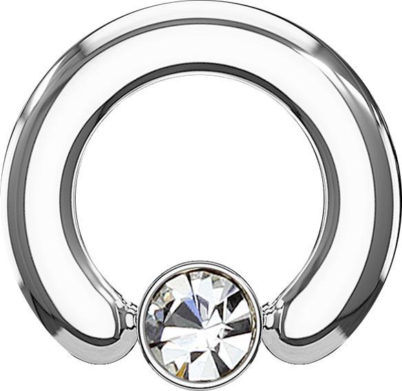 Produktbild Star Piercing Closure Ring silber Scheibe Kristall silber (Chirurgenstahl 316L, ohne Messing)