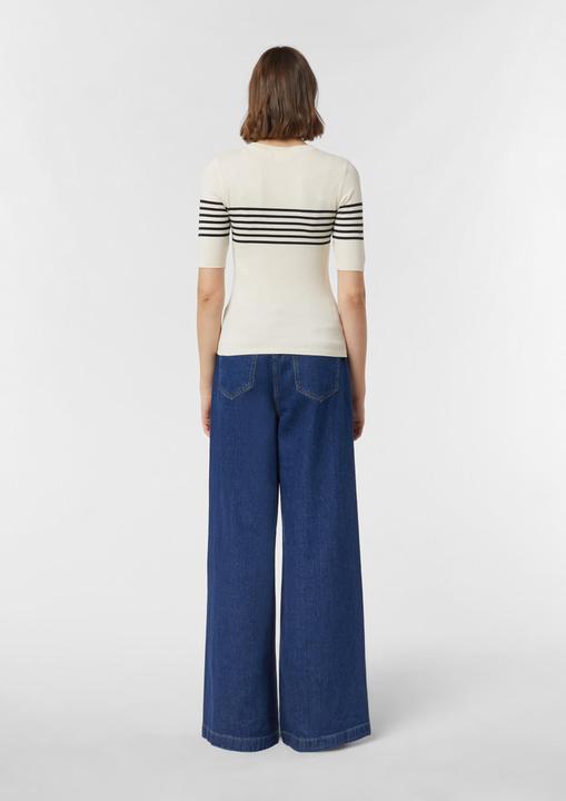 Produktbild Comma Strickpullover Kurzarmpullover im Slim Fit mit Streifen (38)