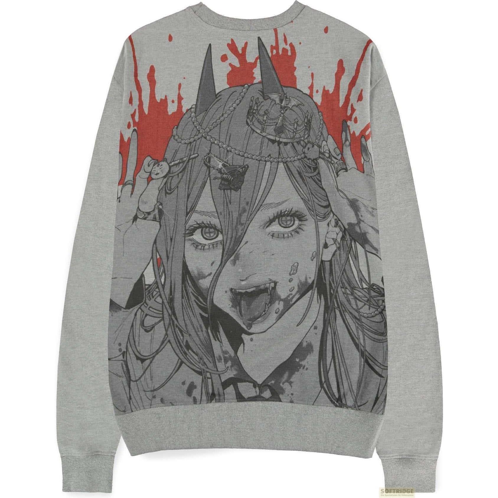 Difuzed, Uomini, Felpa + Maglione, Chainsaw Man - Power Grey Melange Men's Sweatshirt - 2XL, Grigio, (XXL)