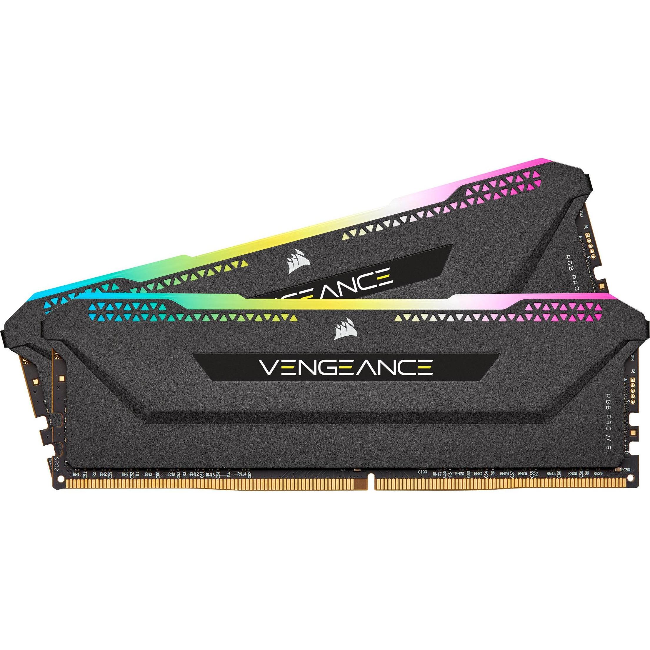 Corsair Vengeance RGB Pro SL (2 x 8GB, 3200 MHz, DDR4-RAM, DIMM), Memoria RAM, Nero