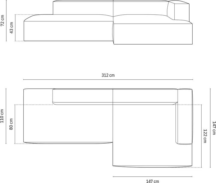 Actual product image Micadoni Modular Right Corner Sofa, "Nuria", 4 Seats, 147x312x72 Made in Europe (Corner sofa, Modular sofa)