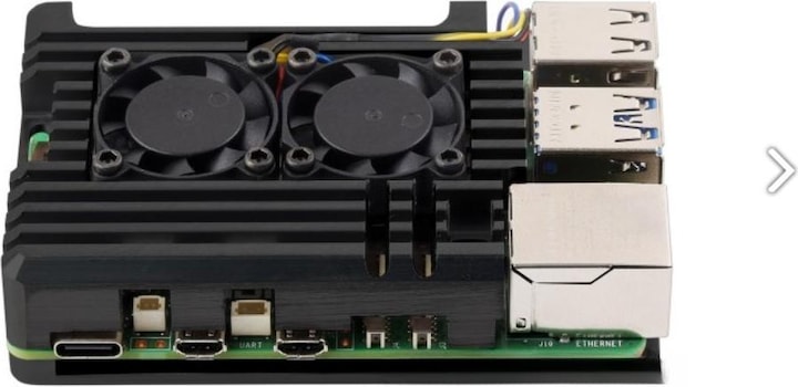 Actual product image WaveShare Raspberry Pi 5 aluminium housing with dual fan
