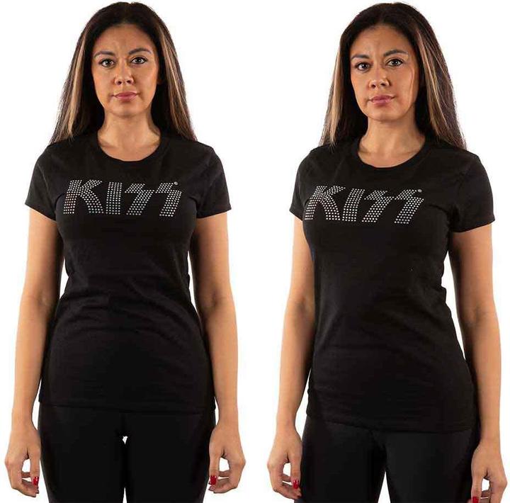 KISS Logo (Black, Diamante) (Girlie)