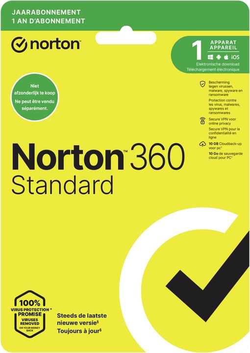 Image du produit Norton FPP: 360/Standard/10GB/1 Benutzer/1 Gerät/12M/Beigefügtes Bundle/Empower/Nicht-Abonnement (1 Utilisateur, 12 mois)