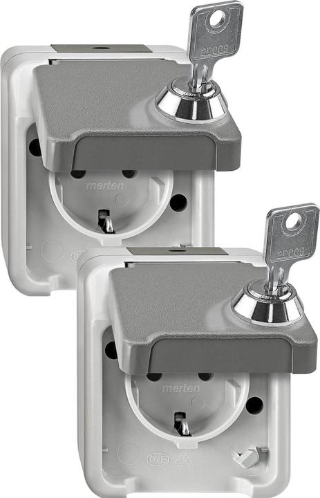 Actual product image Merten SCHUKO socket outlet light grey MEG2418-8029