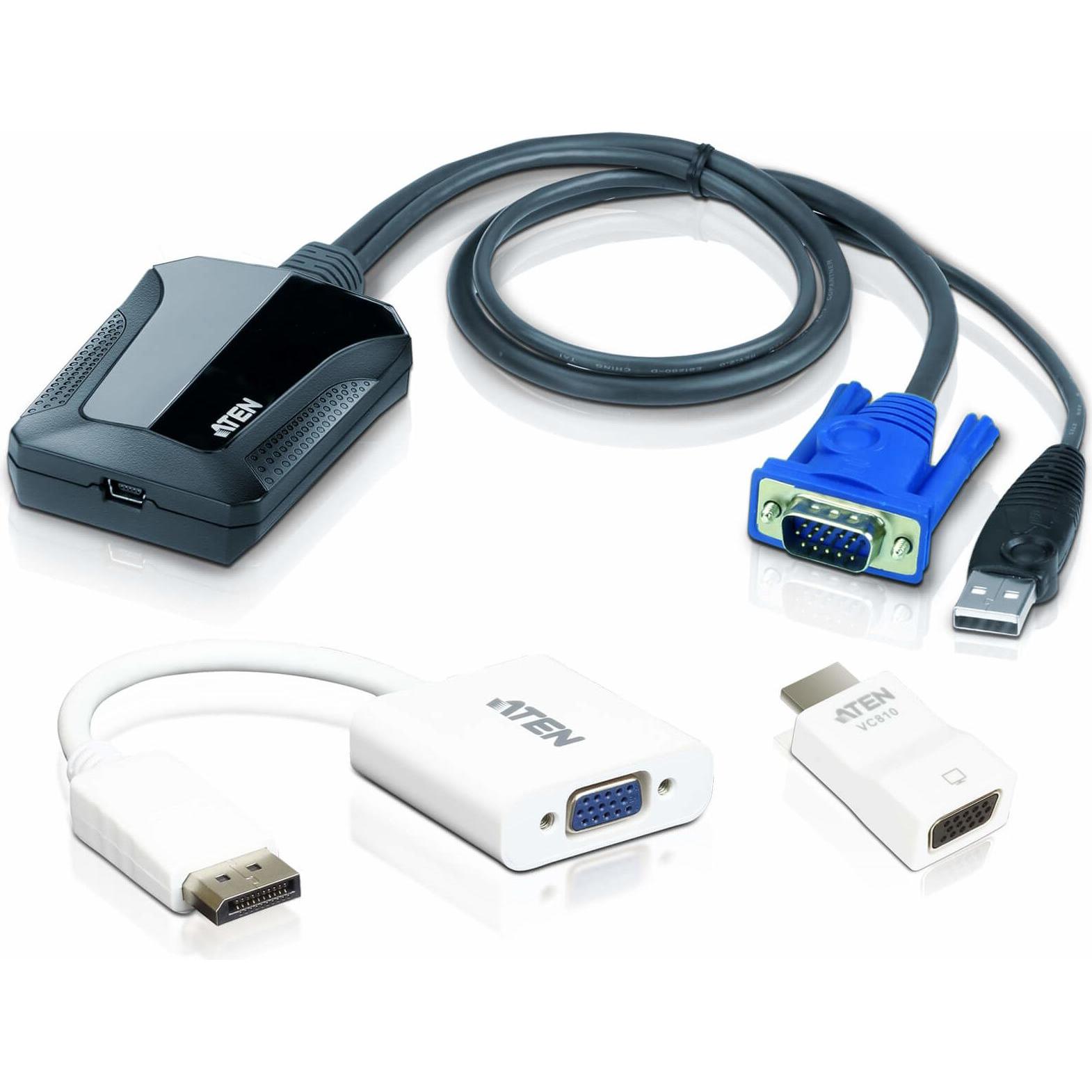 Aten CV211 Konsolenadapter für Laptop USB VGA schwarz, KVM Switch, Schwarz