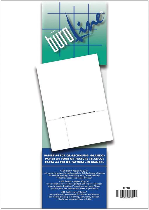 Actual product image BüroLine Inpayment slip QR-Code A4 389862 90g, perforated/blank 500 pcs. (500 x)