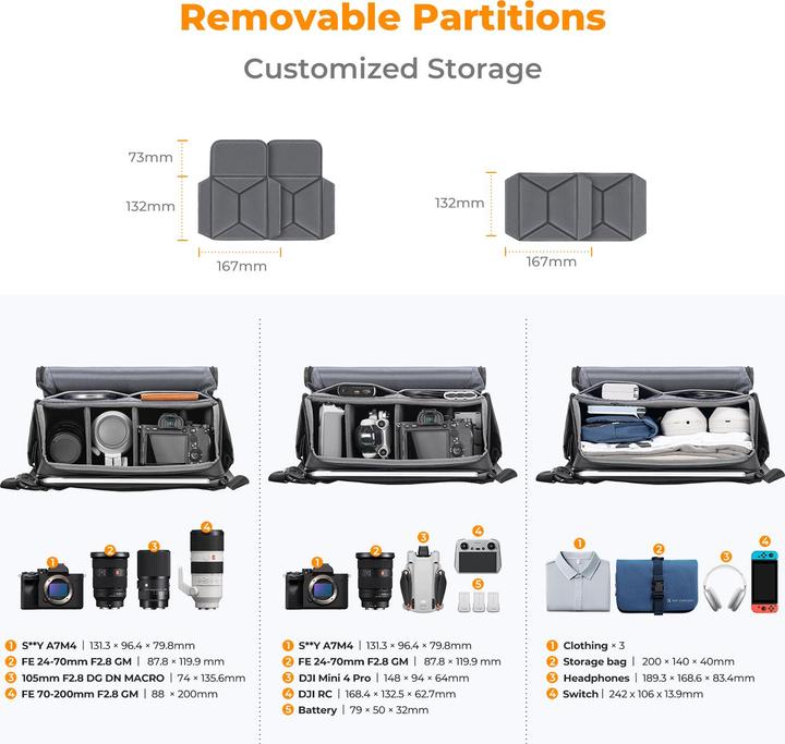 Immagine prodotto K&F Concept Vagabondaggio urbano 10 (Borsa a tracolla per fotocamera, 10 l)