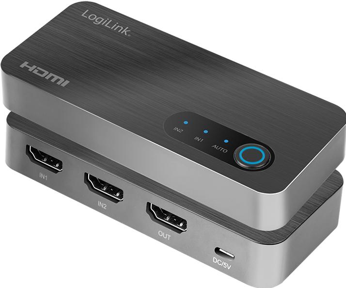 Produktbild LogiLink HDMI-Switch, 2x1-Port, 8K/60 Hz, HDCP, HDR, VRR, CEC