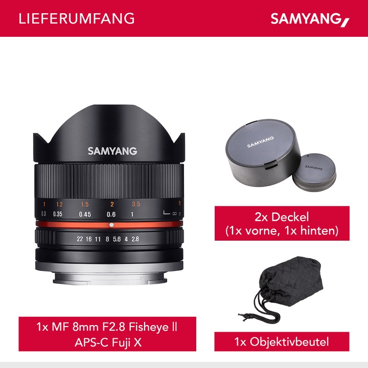 Produktbild Samyang 8mm f/2.8 II - Fujifilm X (Black) (Fujinon XF, APS-C / DX)