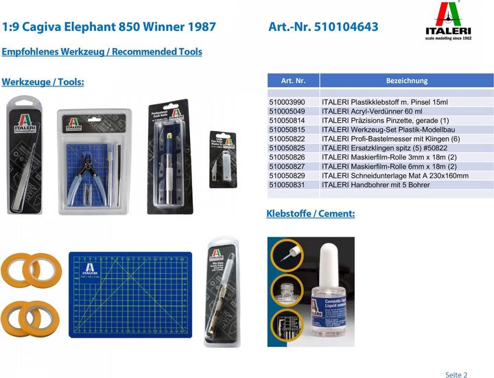 Actual product image Italeri 1:9 Cagiva Elephant 850 Winner 1987