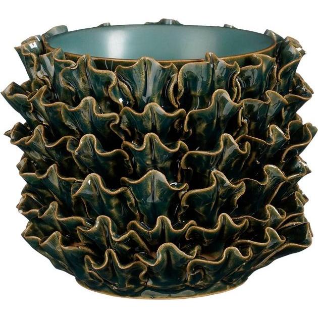 Mica, Vaso da fiori, Flower pot 1191848, ceramics, green (17 x 14 cm)
