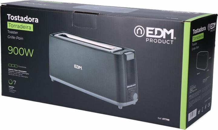Produktbild EDM Toaster 07798 Black Design 900 W Lang