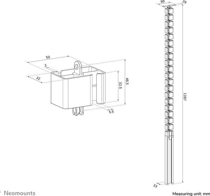 Produktbild Neomounts Kabelkanal flexibel schwarz/Schraubbefestigung (Kabelkanal, 3.30 cm)