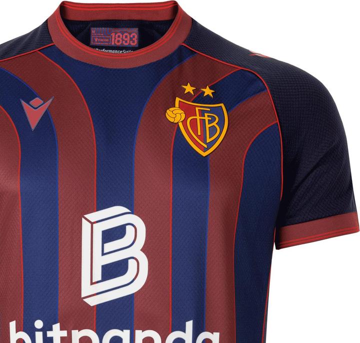 Actual product image Macron FC Basel Home Jersey 25/26 M, Blau/Rot, Detailfarbe (M)