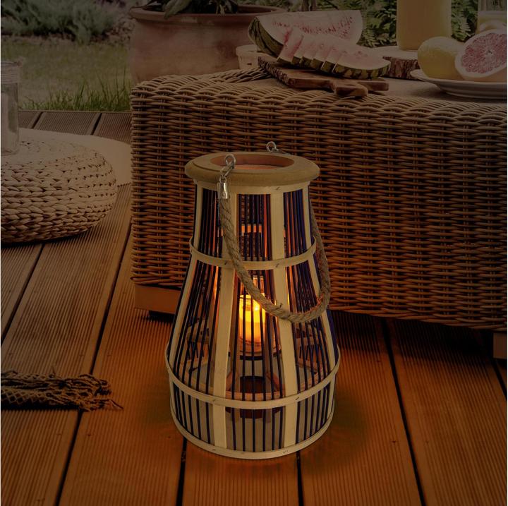 Productafbeelding Näve Decoratieve lamp mand /zwart natuur - h: 38cm incl. solar LED kaars (24 x 34,5 cm, 1 x)