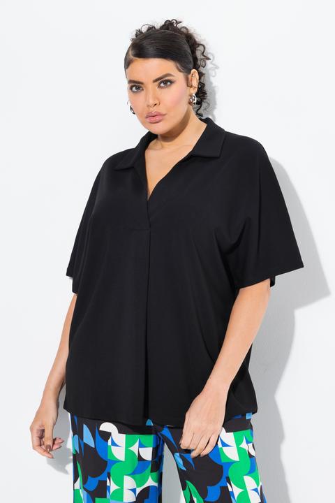Produktbild Ulla Popken Sweatshirt, Oversized, Hemdkragen, Halbarm (56)