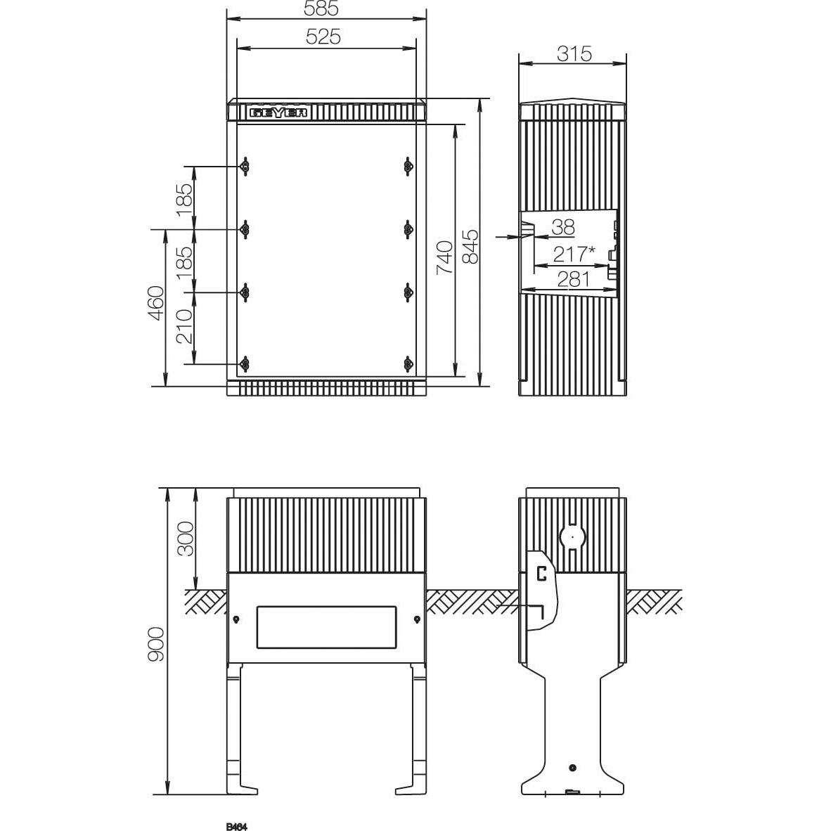 Thumbnail - ABN Hochwassersockel Gr.0 FB2 Höhe 1125mm+SX005 SX030, Serverschrank Zubehör, Grau