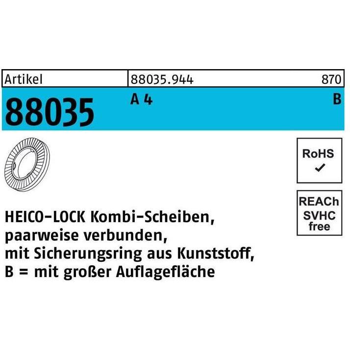 Heico, Muttern + Unterlegscheiben, Kombischeibe R 88035 HKB- 8S A 4