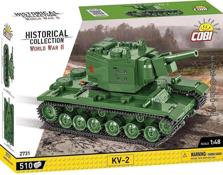 Cobi Historical Collection 2731 - KV-2 Panzer WWII, 510 briques de serrage