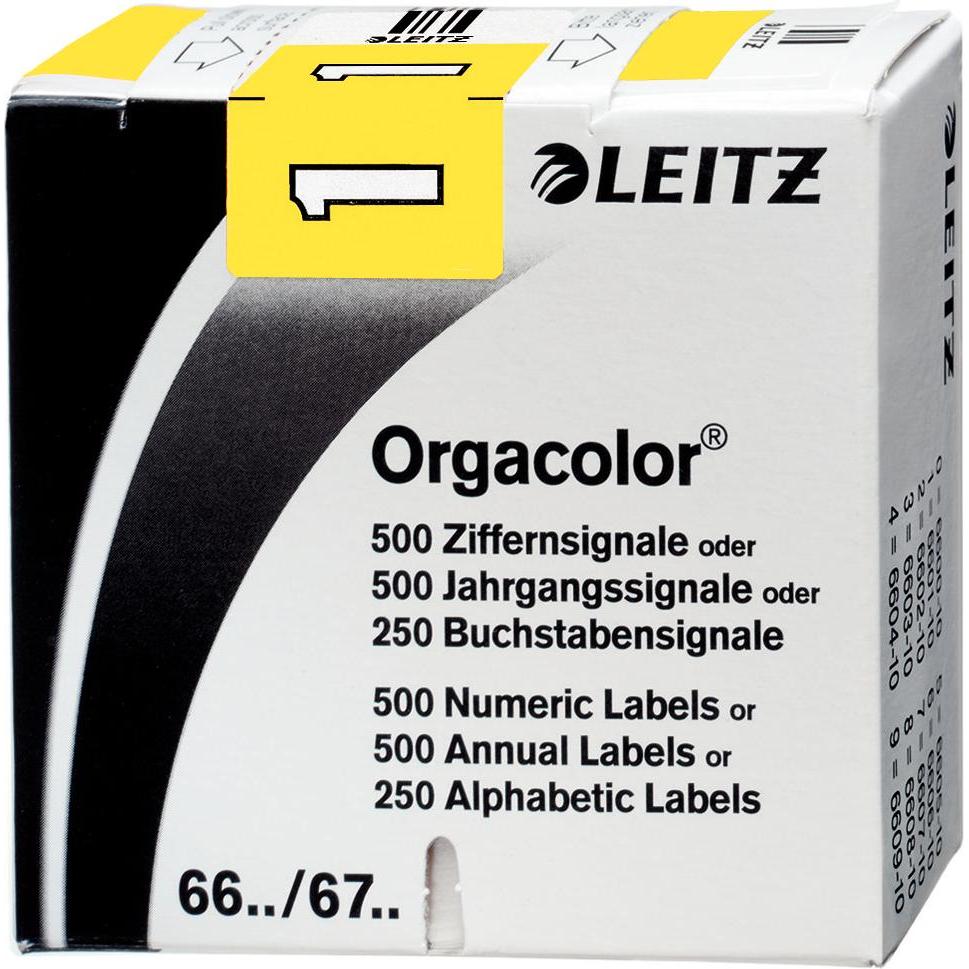 Leitz, Ordner Zubehör, Ziffernsignal Orgacolor "1", auf Rolle, gelb Masse: (B)30 x (H)23 mm, auf Trägerbandrolle, selb