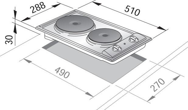 Produktbild De'Longhi DeLonghi I 23-2 ER Edelstahl-Einbaukochfeld 30 cm Versiegelte Platte 2 Herd(