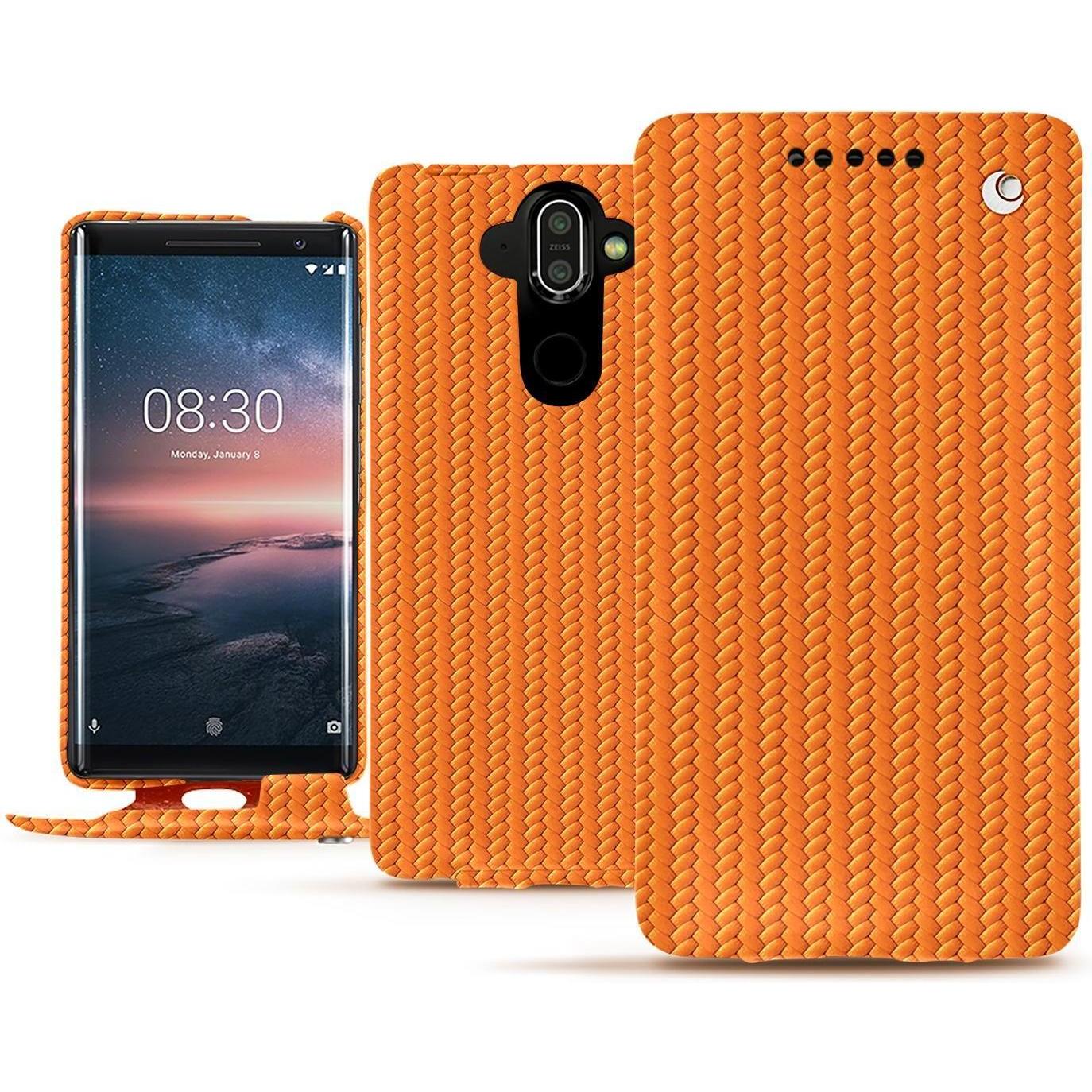 Noreve Lederschutzhülle vertikal (Nokia 8 Sirocco), Smartphone Hülle, Orange