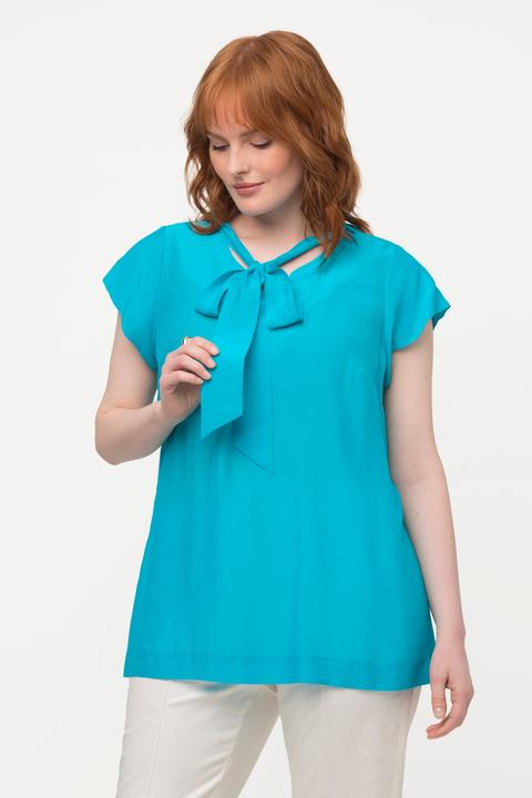 Produktbild Ulla Popken Bluse, Seidenmix, Schluppe, Stehkragen, Halbarm (54)