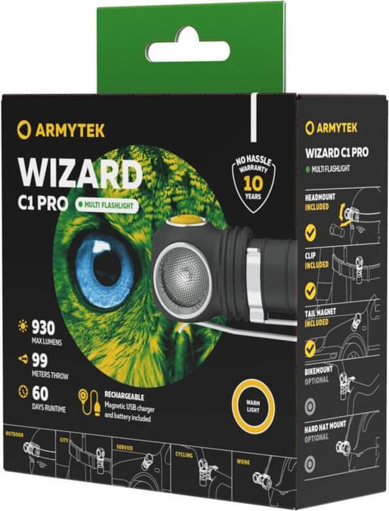 Produktbild ArmyTek Wizard C1 Pro Magnet Multifunktionslampe USB warm (7.63 cm, 930 lm)