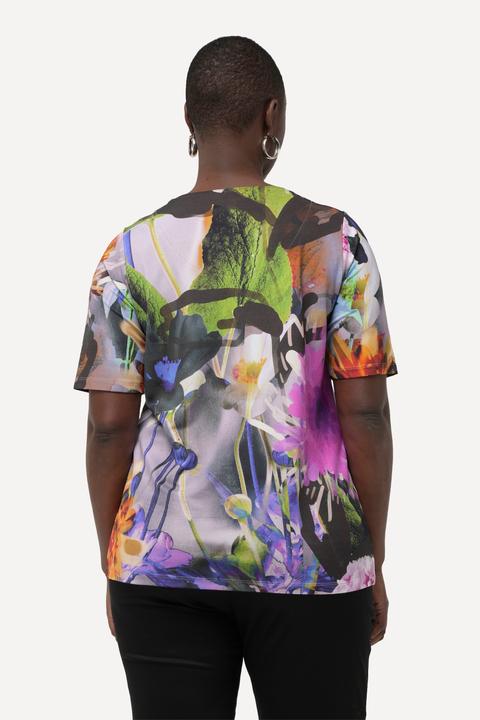 Actual product image Ulla Popken Tropical Flower Short Sleeve Slinky Blouse (42, 44)