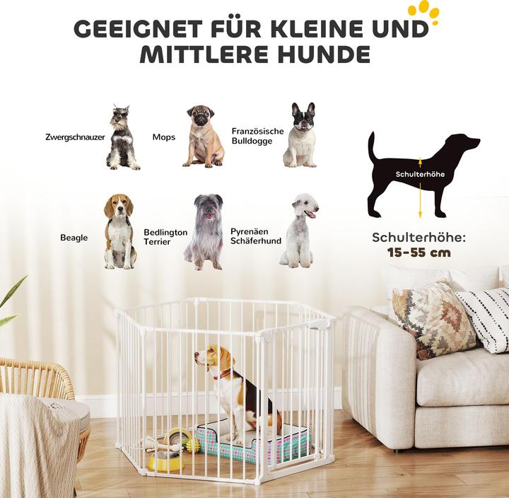 Immagine prodotto PawHut Welpenauslauf Kohlenstoffstahl, Kunststoff Weiss