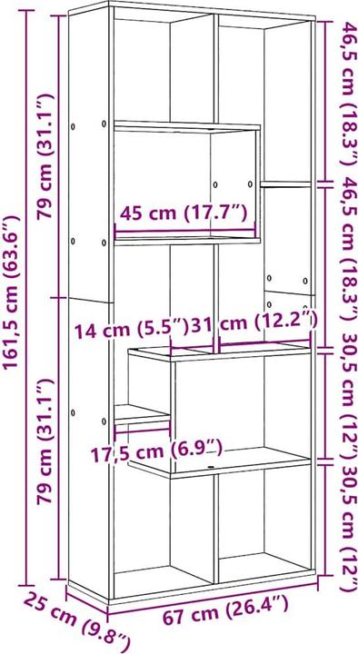 Immagine prodotto vidaXL Luz (67 x 25 x 161,5 cm)