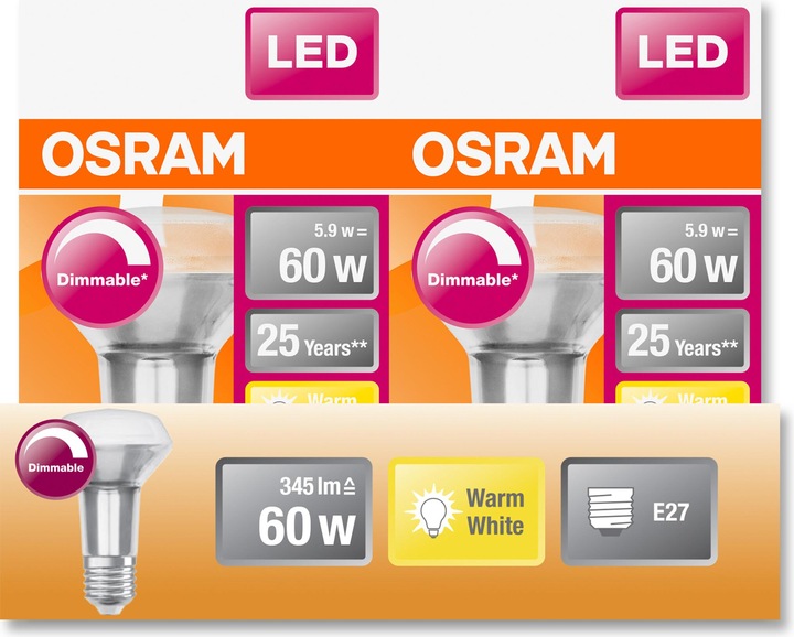 Produktbild Osram Led Superstar R63 (E27, 5.90 W, 350 lm, 1 x, G)