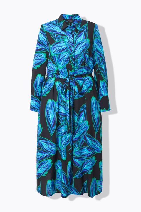 Actual product image Ulla Popken Leaf Print Button Down Dress (60)