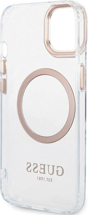 Actual product image Guess case for iPhone 15 Plus 6,7" GUHMP15MHTRMD gold HC Magsafe Metal Outline (Apple iPhone 14 Plus, Apple iPhone 15 Plus)