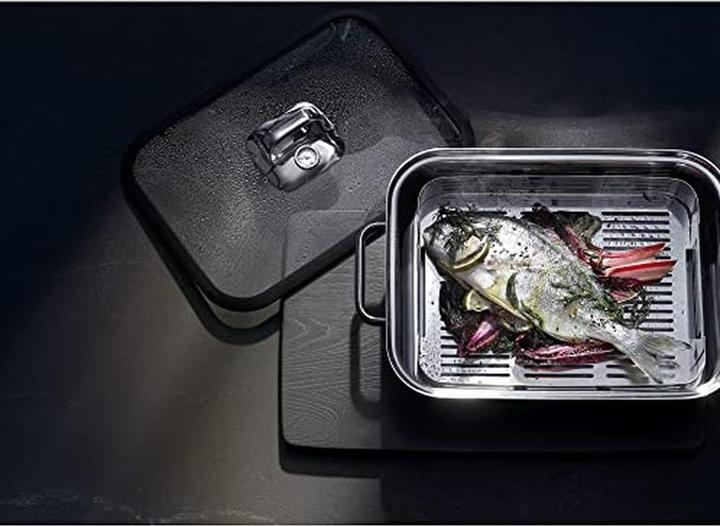 Produktbild WMF Dampfgarer Bräter 3,5l Glasdeckel Garblech Vitalis Compact Edelstahl (Bräter + Schmortopf, Edelstahl)