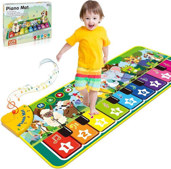 Activity Board Klaviermatte Babyspielzeug, Musikmatte 10 Tierstimmen und 9 Klaviertasten