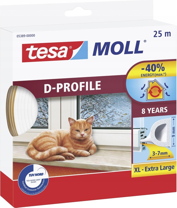 tesa rubber drain D-Profil 25 m white (05389-01) (23 mm)