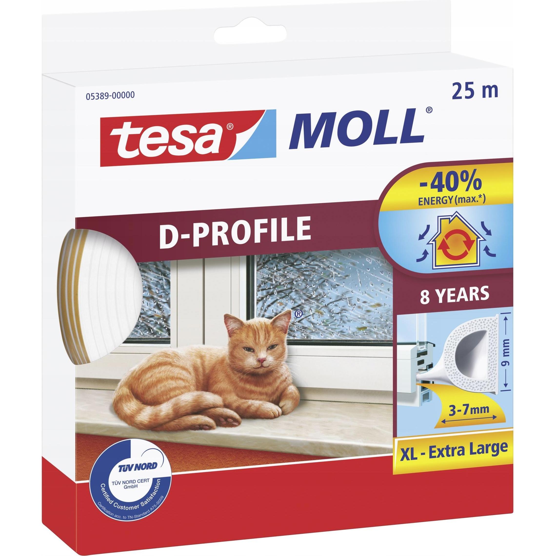 tesa, Klebeband, Gummiablauf D-Profil 25 m weiss (05389-01) (23 mm)