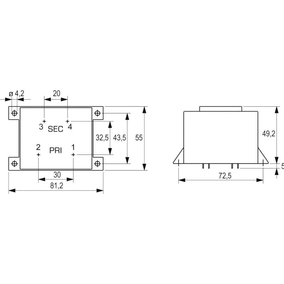 Thumbnail - Block Transformator PCB 25VA 1x15V, Transformator