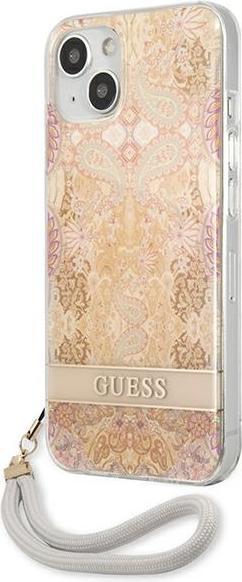 Actual product image Guess GUHCP13SHFLSD iPhone 13 mini 5.4" złoty/gold hardcase Flower Strap (Apple iPhone 13 mini)