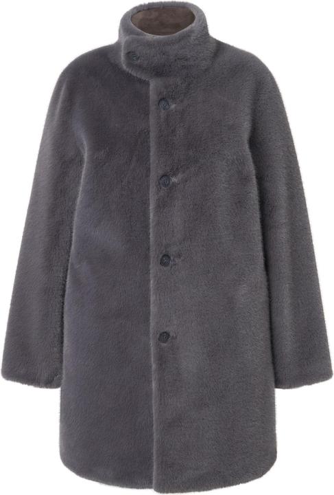 Produktbild Ulla Popken Webpelz-Kurzmantel, A-Linie, Stegkragen, Druckknöpfe