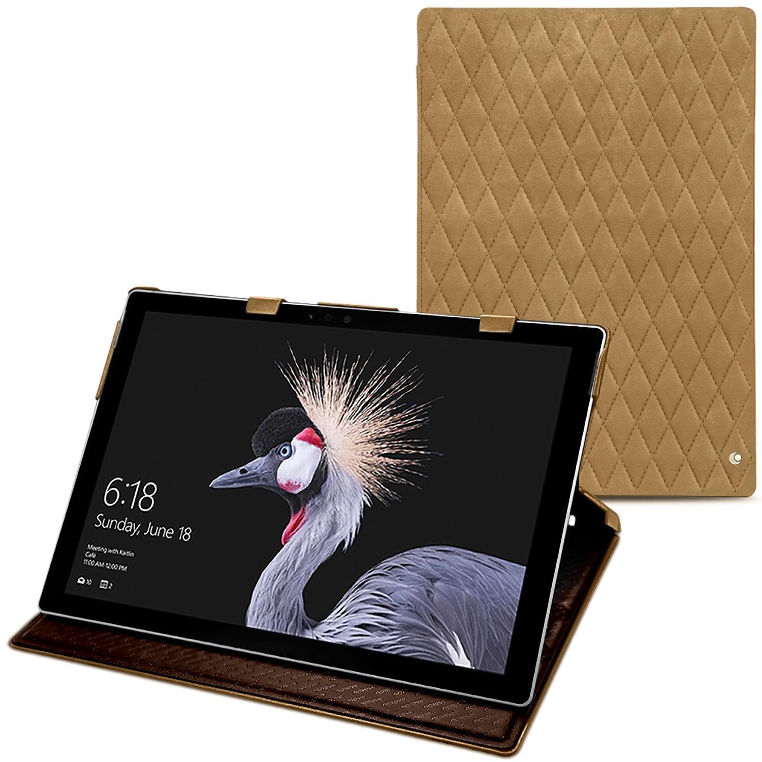 Noreve Lederschutzhülle vertikal (Surface Pro (2017)), Tablet Hülle, Braun