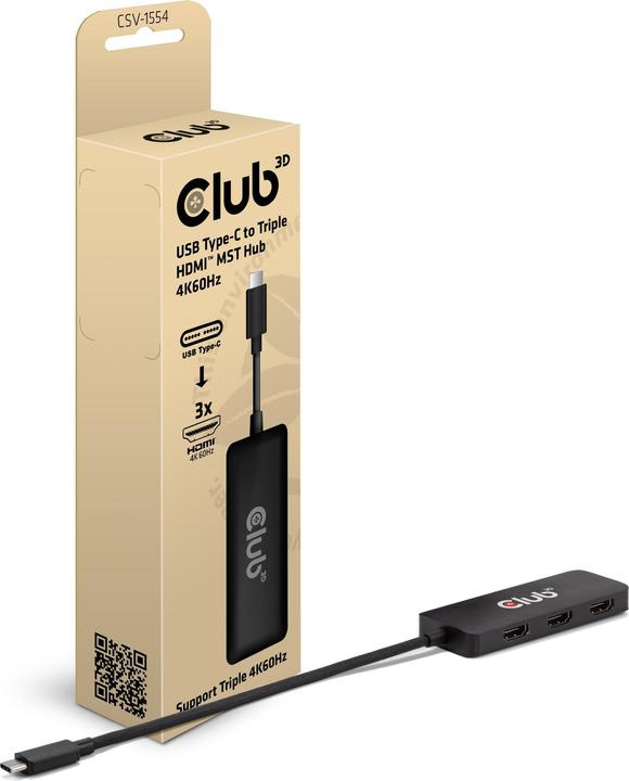 Club 3D Hub Club3D MST USB 3.2 Tipo C > 3x HDMI 4K60Hz St/Bu retail (USB-C, 3 porte)